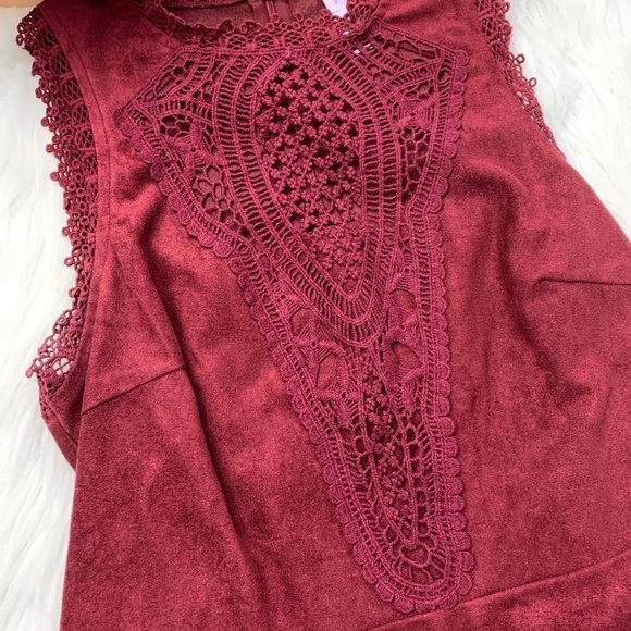 Francesca’s Burgundy Lace Peplum Tank Top - Picture 3 of 6